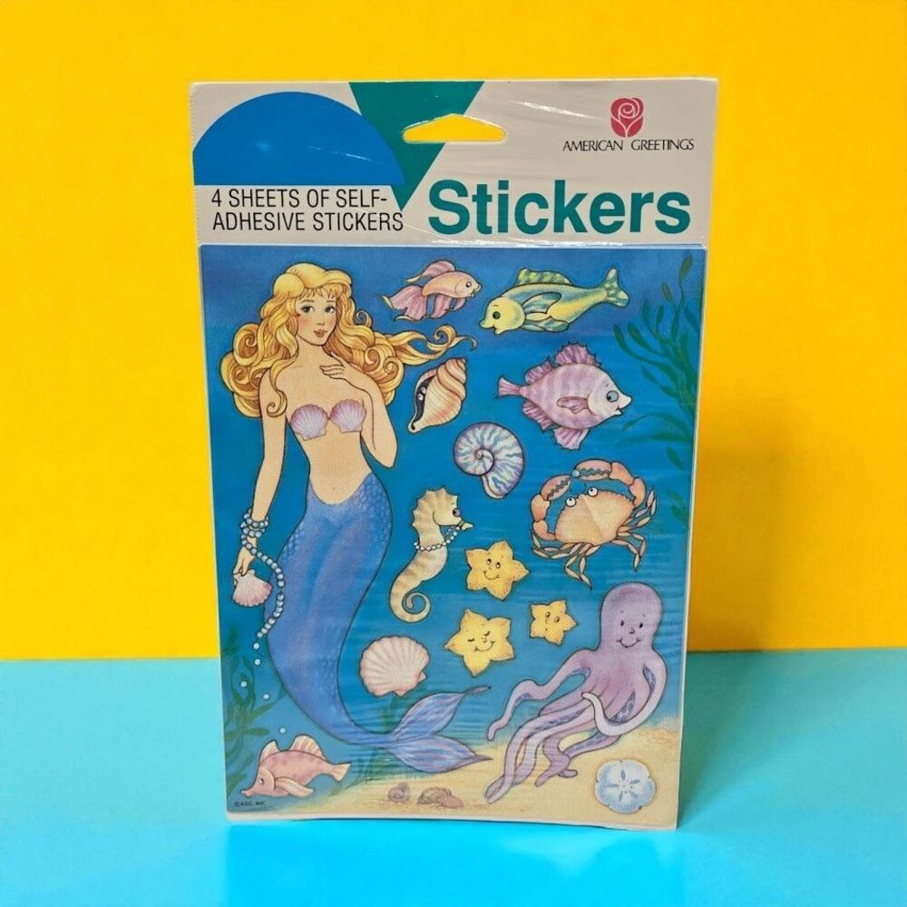 New Vintage Sealed 1980s-90s American Greetings Rare Mermaid Sea Life Stickers